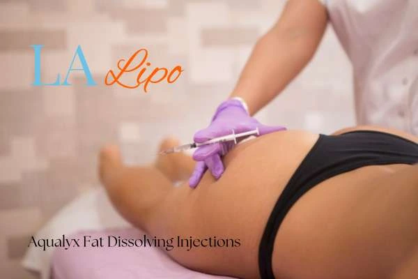 Woman having fat dissolving injections Busby on thighs