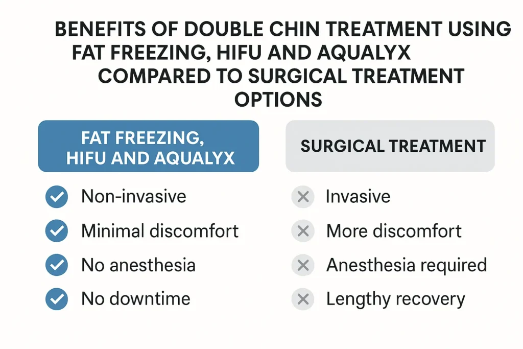 Graphic about the benefits of double chin treatment Busby - from LA LIPO