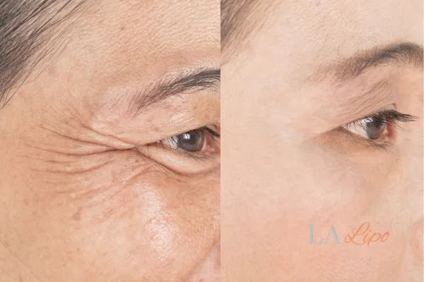 Before and after results of woman - HI-fu wrinkles reduction treatment Busby