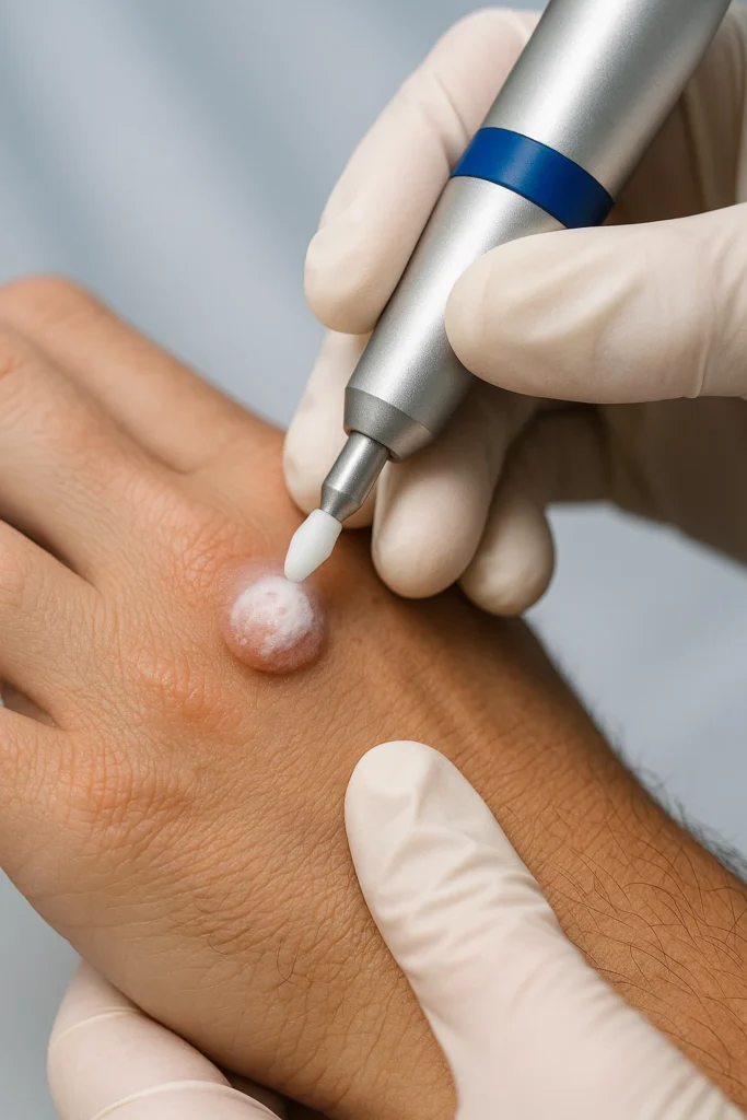 example of wart removal Busby using cryopen