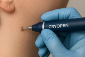 Person receiving skin tag removal Busby